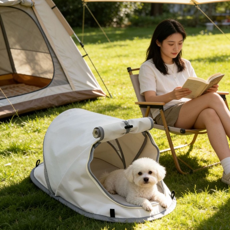 Outdoor Camping Dog Bed - Foldable Pop Up Dog Cave Tent