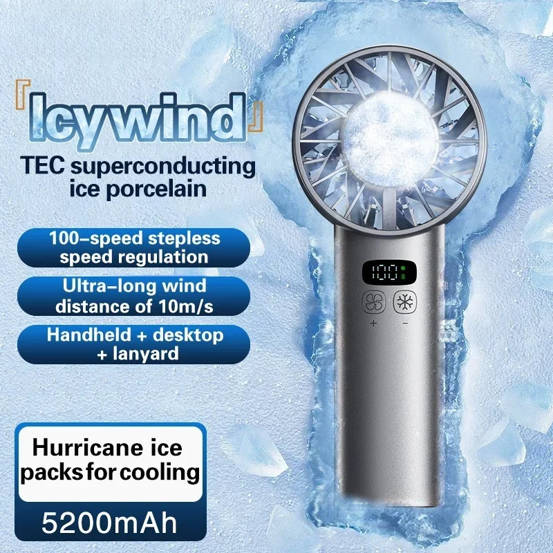 Outdoor Camping Ventilator - Ice-cooling high-speed handheld fan 5200mAh portable
