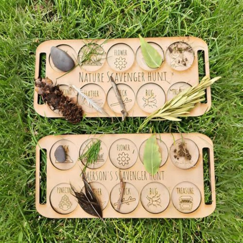 Outdoor Camping Activities For Kids - Portable Wooden Bug Scavenger Hunt Board