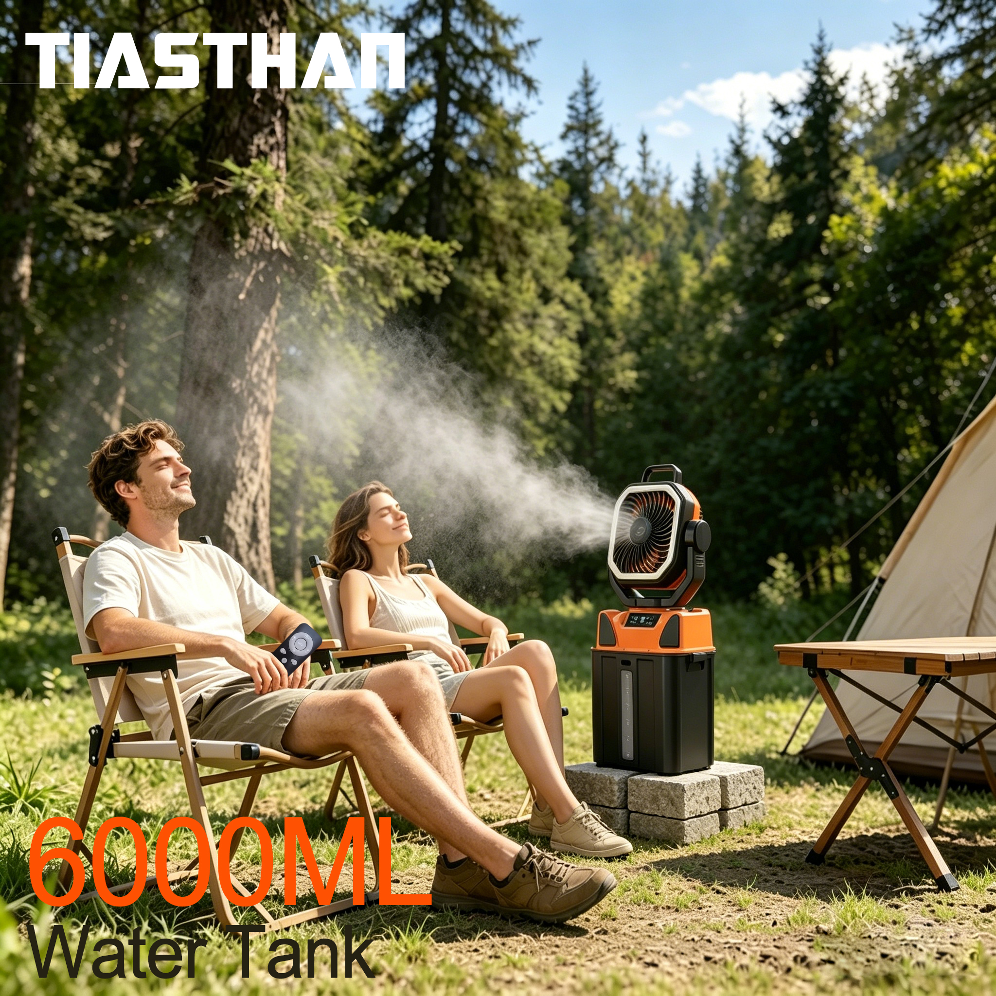 Outdoor Camping Ventilator - 30000mAh Spray Camping Fan with Remote