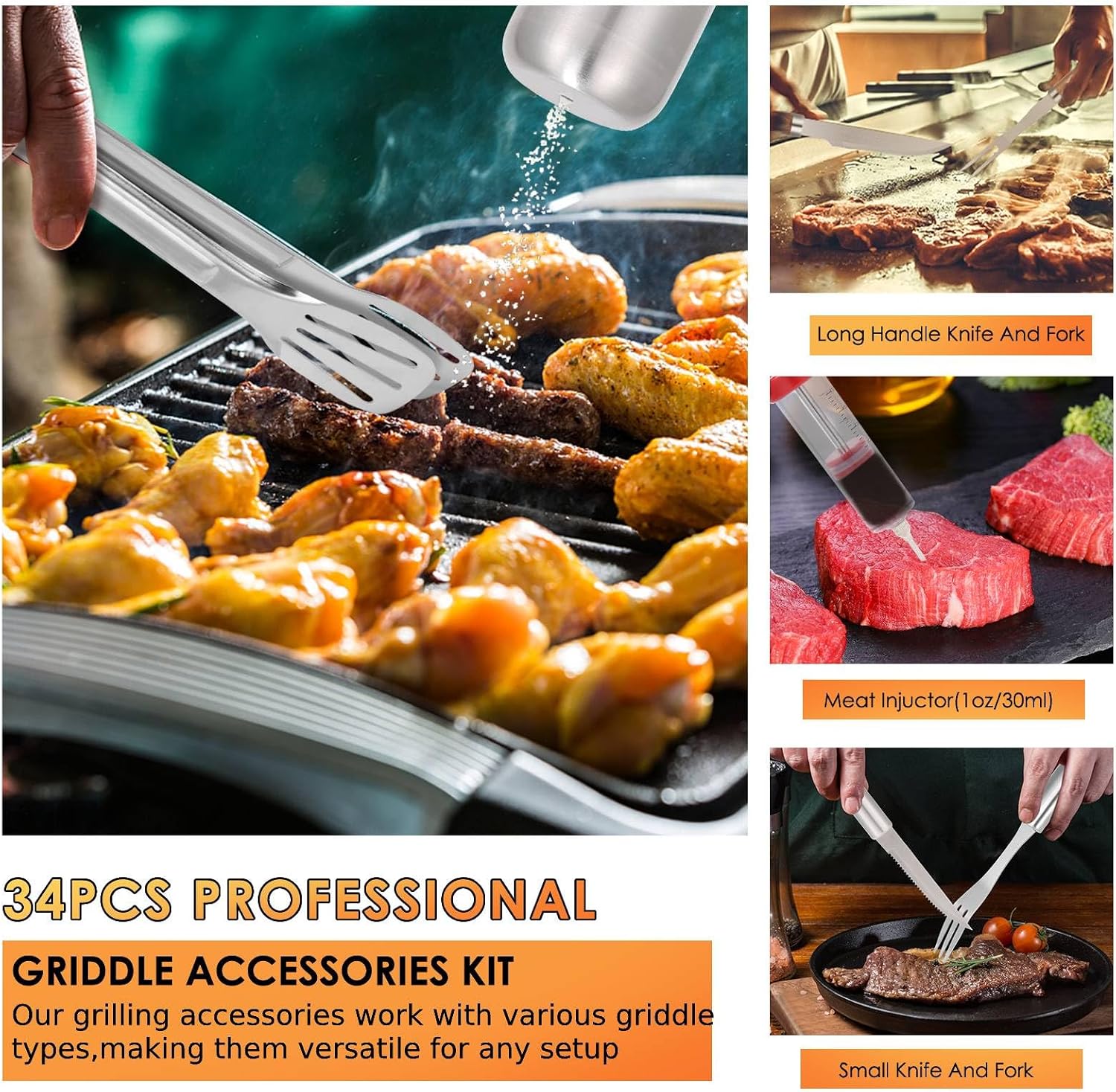 34Pcs BBQ Grilling Tools Set,  - Outdoor Camping Set 리뷰 및 가격