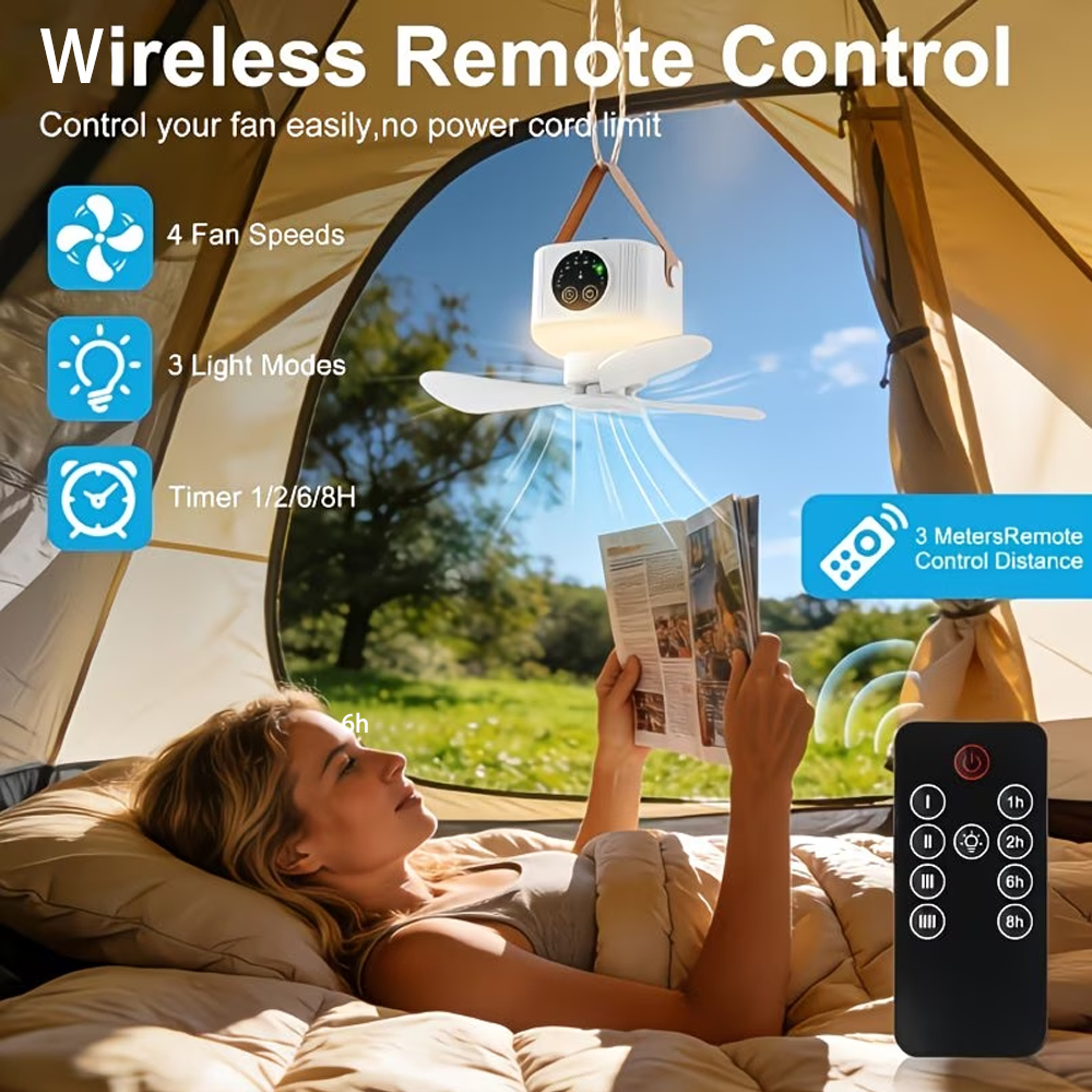 Portable Ceiling Fan with Ligh - Outdoor Camping Ventilator 리뷰 및 가격